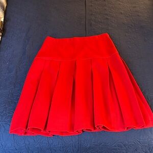 Elegant Red Pleated Skirt